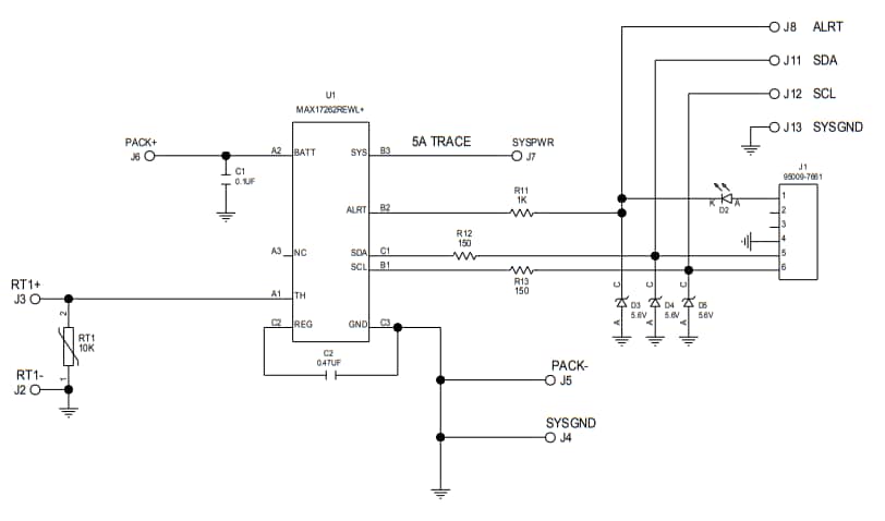 Schematic - Analog Devices / Maxim Integrated MAX17262XEVKIT Evaluation Kit